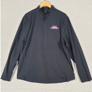 OGIO Mens Black Grid Texture Quarter Zip Pullover BDS Track & Field Size Large